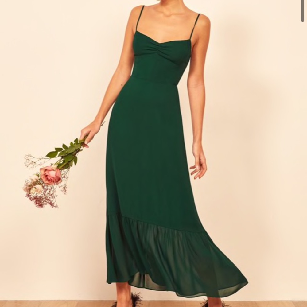 Size 2 Reformation “Emersyn” Dress in Emerald.